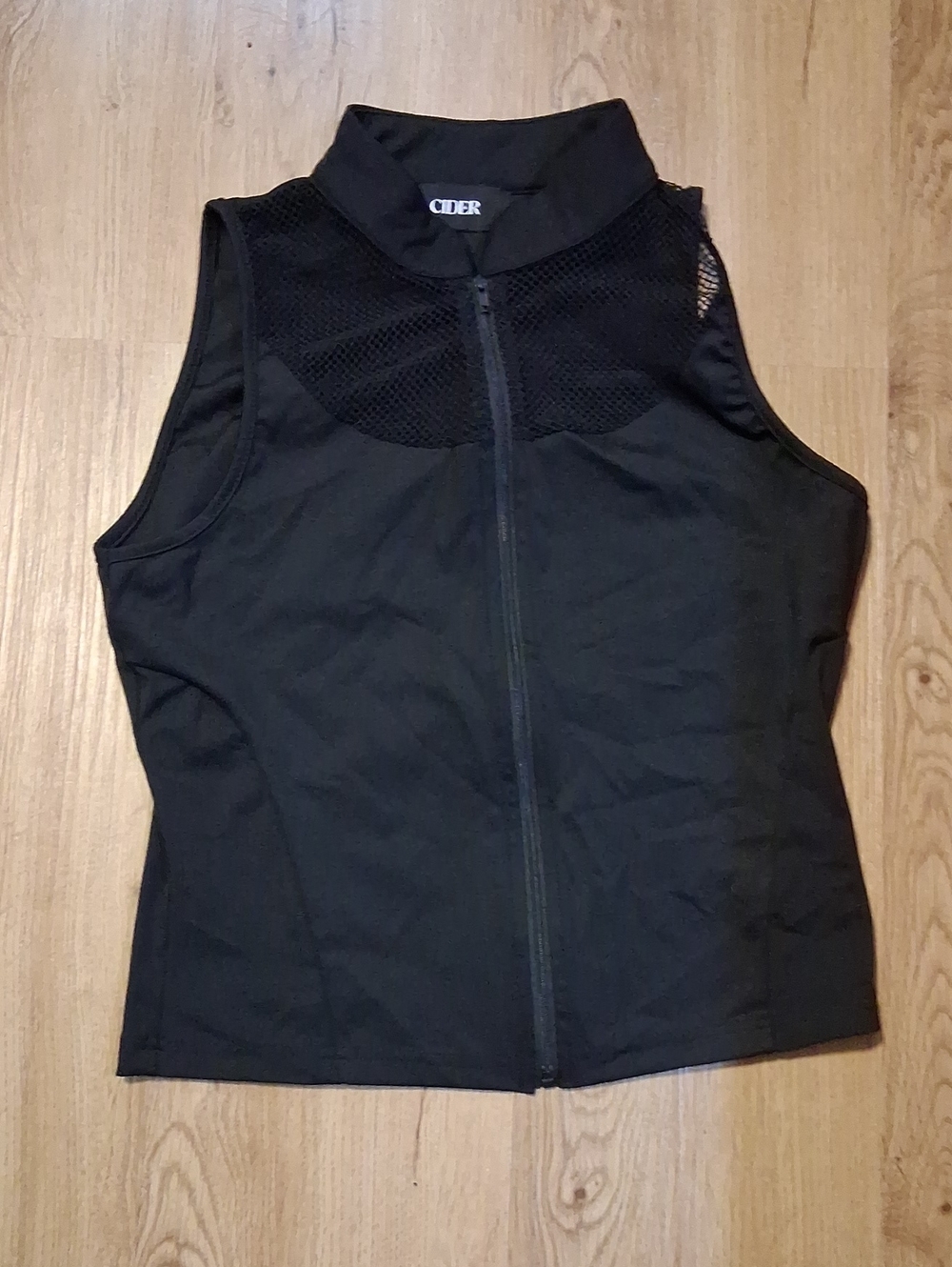 Killstar Black Sleeveless Mesh Yoke Zip-Up Tank